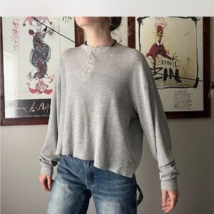 Gray Henley Brandy Melville Women's Top